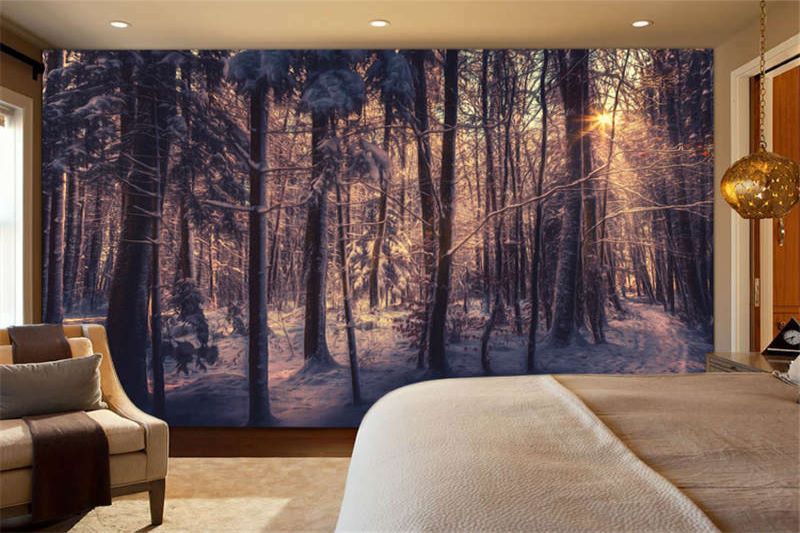 ColourDrive-Bamboo Wallpaper Pine Forest House Wall Wallpaper Design for Bedroom